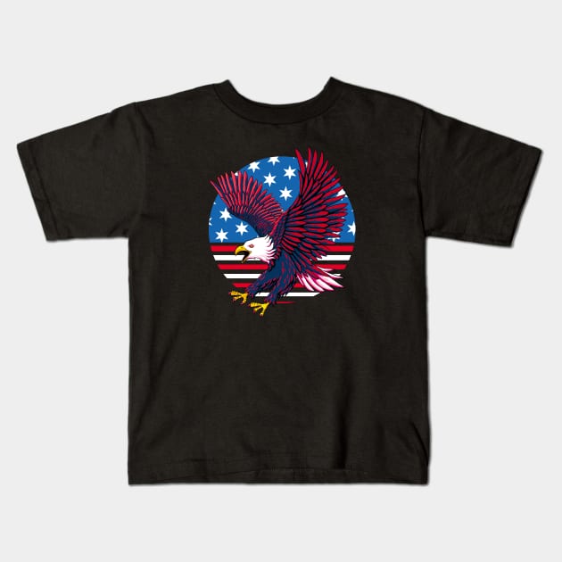 American Eagle Flag Kids T-Shirt by TMBTM
